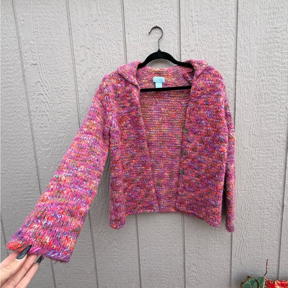 Sigrid Olsen Pink and Purple Knit Cardigan